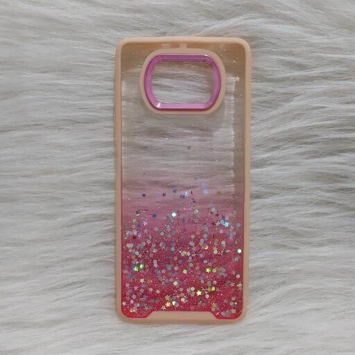 گارد شیایومی poco x3 رزینی شاین اکلیلی دور سیلیکون رنگ صورتی